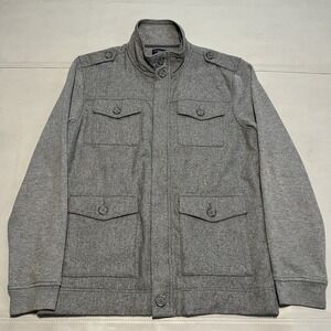 Banana Republic Four Pocket Knit Wool Jacket Sweater Men Zip Gray Shacket-L-9383